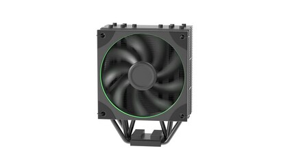 Canvas Print - High performance black colored CPU air cooler with five heat pipes on white background