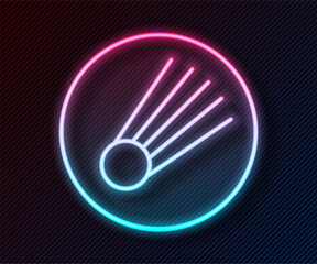 Wall Mural - glowing neon line comet falling down fast icon isolated on black background. vector