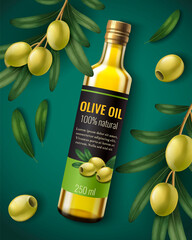 Wall Mural - Realistic olive oil illustration