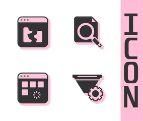 Aufkleber - Set Filter setting, Broken file, Loading data window and Search concept with folder icon. Vector