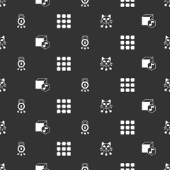 Poster - Set NFT Digital crypto art, Cyber security and blockchain technology on seamless pattern. Vector