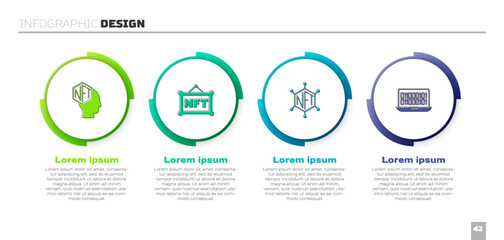 Poster - Set NFT Digital crypto art, blockchain technology and Binary code. Business infographic template. Vector