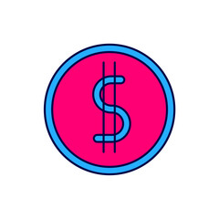 Poster - Filled outline Coin money with dollar symbol icon isolated on white background. Banking currency sign. Cash symbol.  Vector
