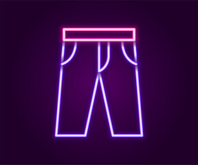 Poster - Glowing neon line Pants icon isolated on black background. Trousers sign. Colorful outline concept. Vector