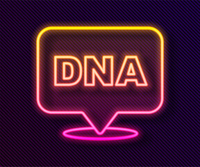 Wall Mural - Glowing neon line DNA symbol icon isolated on black background.  Vector