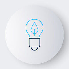 Wall Mural - Line Light bulb with leaf icon isolated on white background. Eco energy concept. Alternative energy concept. Colorful outline concept. Vector