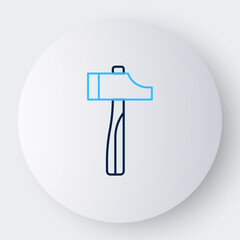 Wall Mural - Line Hammer icon isolated on white background. Tool for repair. Colorful outline concept. Vector