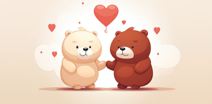 valentines day special love of two cute cartoon bears 