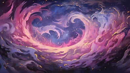 Canvas Print - A painting of a swirl of fire in the sky