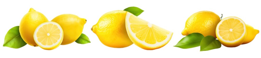 Wall Mural - Collection of PNG. Lemon isolated on a transparent background.