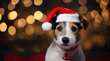 Fototapeta Sypialnia - Pawsitively Festive: Dog in Santa Costume