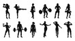 © Rizal - Silhouette of strong woman in different pose set.