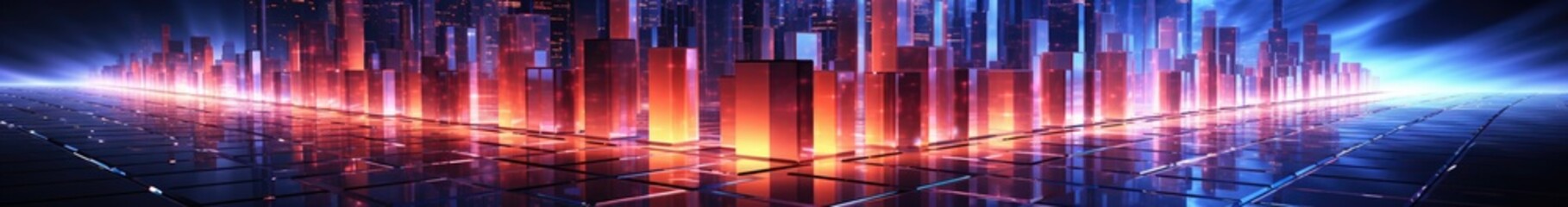 Poster - Neon glowing techno lines, hi-tech futuristic abstract background template with square shapes and lines