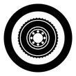 Car clutch flywheel cohesion transmission auto part plate kit repair service icon in circle round black color vector illustration image solid outline style