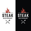 Retro vintage steak house Logo Design. Logo for business, restaurant, label, badge. With quality meat.