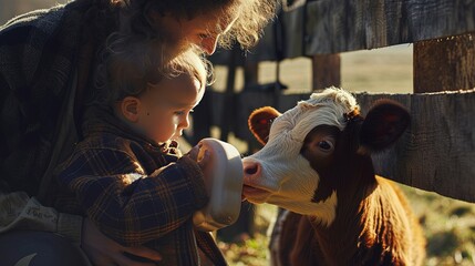 Happy mother farmer and her boy