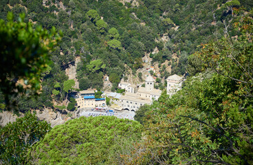 Wall Mural - Beautiful bay at the famous monastery “San Fruttuoso” in Liguria in Italy