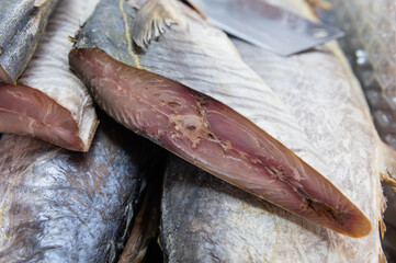 Dried salted fish in a fresh market