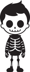 Energetic Skeleton Friend Black Design Radiant Skeletal Pose Cute Vector