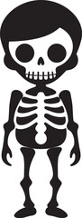 Cuddly Bone Structure Cute Vector Skeleton Friendly Skull and Bones Black Logo Icon