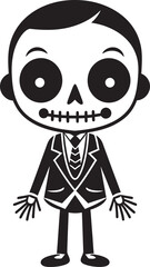 Cheerful Bone Mascot Full Body Icon Whimsical Skeletal Pose Cute Vector Icon