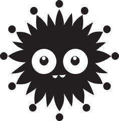 Microscopic Joy Black Logo Icon Charming Pathogen Embrace Cute Vector