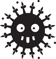 Wall Mural - Adorable Pathogenic Joy Black Vector Infectious Whimsical Fun Cute Icon Design