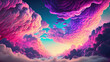 Abstract illustration with beautiful colorful thick clouds in the colorful sky. 4K wallpaper