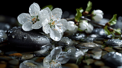 Poster - zen stones with flower