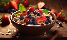 Healthy eating bowl of organic wholegrain cereal