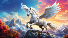A Magnificent White Pegasus In A Fantasy World