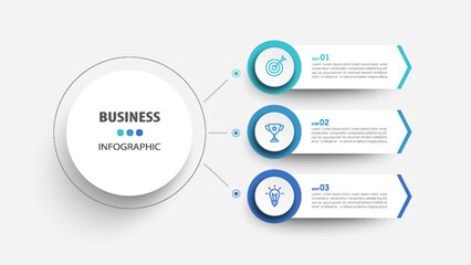 Wall Mural - modern business infographic template with 3 options or steps