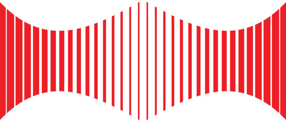 Poster - abstract monochrome geometric red thin to thick wave line pattern.