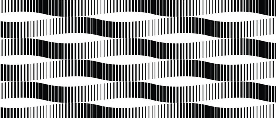 Poster - abstract monochrome geometric black thin to thick wave line.