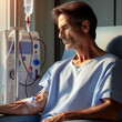 dialysis patient in a sitting position 