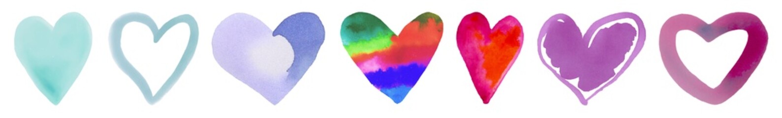 Wall Mural - heart watercolor | love | colorful logo | colored variations