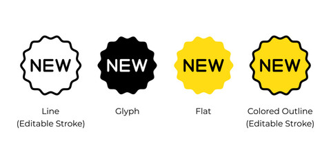 Fototapete - New tag, badge or sticker, new item label vector icon set for website design, app, ui, isolated on white background. Vector illustration.