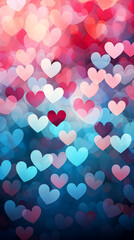 Wall Mural - Valentine's Day card. Red and blue hearts background.