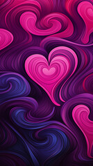 Wall Mural - Purple hearts pattern background. Valentine's Day card.