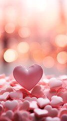 Wall Mural - Beautiful background with hearts, lights, sparkles and bokeh. Valentine's Day card.