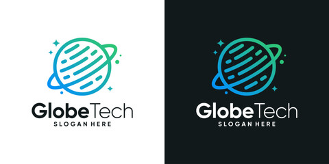 World tech logo design template. Modern icon globe, sphere, technology graphic design vector. Symbol, icon, creative.