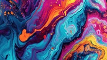 A Seamless Design With Abstract Colorful Fluidity, Employing The Liquid Marble Technique In A Bright Color Palette.
