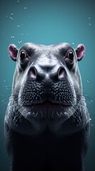 Canvas Print - A close up of a hippo with water droplets on it's face