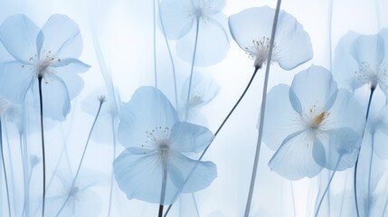 Wall Mural - A bunch of blue flowers in a field