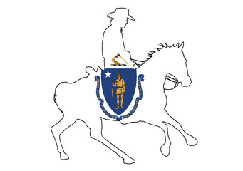 Poster - Massachusetts State Flag Cowboy