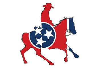 Poster - Tennessee State Flag Cowboy