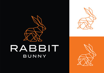 Sticker - Rabbit bunny hare line art origami logo icon vector design