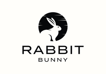 Wall Mural - Rabbit bunny hare negative space logo icon vector design illustration