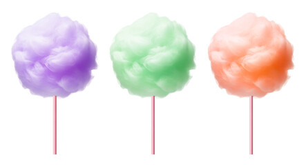 Wall Mural - Different Colors Cotton Candy Set Isolated on Transparent Background
