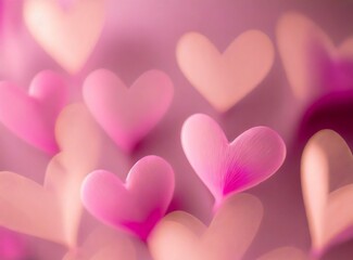 Wall Mural - Pink hearts lights background. Valentine's Day design.